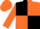 Black and Orange (quartered), Orange sleeves and cap