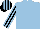 Light blue, black and light blue striped sleeves and cap