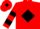 Red, Black diamond on body and cap, hooped sleeves