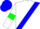 White, Blue sash, White sleeves, Green armlets, Blue cap