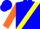 Blue, Yellow Sash, Orange M, Blue Bars on Orange Sleeves, Blue Cap