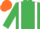 Emerald Green, White braces, Orange cap