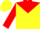 Yellow, red yoke, yellow 'MB' on back, yellow 'MB' on red sleeves