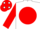 WHITE, red disc & sleeves, red cap, white spots