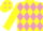 YELLOW & MAUVE DIAMONDS, yellow sleeves, mauve diamonds on cap