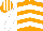 ORANGE & WHITE CHEVRONS, white sleeves, striped cap