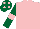 Pink, Dark Green sleeves, Pink armlets and spots on Dark Green cap