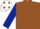 Brown, Dark Blue sleeves, White cap, Brown spots