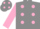 Grey, Pink spots, sleeves and spots on cap