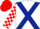 White, Dark Blue cross belts, White and Red check sleeves, Red cap