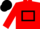 Red, Black hollow box, Black cap
