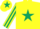 Yellow, dark green star, striped sleeves, yellow cap, dark green star