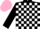 Black and White check, Black sleeves, Pink cap