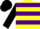 YELLOW & PURPLE HOOPS, black sleeves & cap
