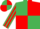 Emerald Green and Red (quartered), striped sleeves