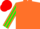 Orange, Green sleeves and stripes on Red cap