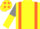 Yellow, Orange braces, Grey and Yellow halved sleeves, Yellow cap, Orange stars