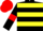 Black, Yellow hoops, Black sleeves, Red armlets and cap