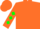 ORANGE, green circled 'L', green diamonds on sleeves, orange cap