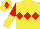 Yellow, Red triple diamond, Red and Yellow halved sleeves, Yellow cap, Red diamond