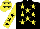 BLACK, yellow stars, yellow sleeves, black stars, yellow cap, black stars