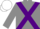 Grey, Purple cross belts, White cap