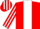 RED, white panel, striped sleeves & cap