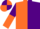 ORANGE and PURPLE (halved), sleeves reversed, quartered cap