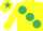Yellow, large Emerald Green spots and star on cap