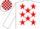 WHITE, red stars, white sleeves, check cap