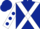 Dark blue, white cross belts, white sleeves, dark blue spots