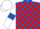 Royal Blue and Red check, White sleeves, Royal Blue armlets, White cap