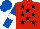 Red, Black stars, Royal Blue sleeves, White armlets, Royal Blue cap