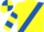 YELLOW, ROYAL BLUE sash, YELLOW and ROYAL BLUE hooped sleeves, quartered cap