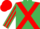 EMERALD GREEN, RED cross belts, striped sleeves, RED cap
