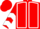 RED, white seams, white chevrons on sleeves, red cap