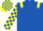 Royal blue, yellow epaulets, checked sleeves and cap