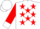 White, red W/G, red stars, red sleeves, white hoops & cuffs