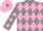 GREY and PINK diamonds, GREY sleeves, PINK spots, PINK cap, GREY diamond