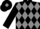 Black and Grey diamonds, Black sleeves, Black cap, Grey diamond