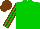 Green, Chocolate striped sleeves, Chocolate cap