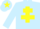 LIGHT BLUE, yellow cross of lorraine, yellow star on cap