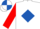 WHITE, ROYAL BLUE diamond, RED sleeves, ROYAL BLUE and WHITE quartered cap