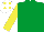 EMERALD GREEN, yellow sleeves, white cap, yellow spots