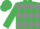 EMERALD GREEN and GREY diamonds, EMERALD GREEN sleeves, EMERALD GREEN cap, GREY diamond