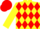 Yellow, red diamonds, red cap