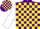 Purple and Yellow check, White sleeves