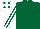 DARK GREEN, white striped sleeves, white cap, dark green spots
