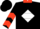Black, White Diamond Hoop, Scarlet Collar, Scarlet Chevrons on sleeves