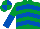 Emerald Green, Royal Blue chevrons, halved sleeves, quartered cap